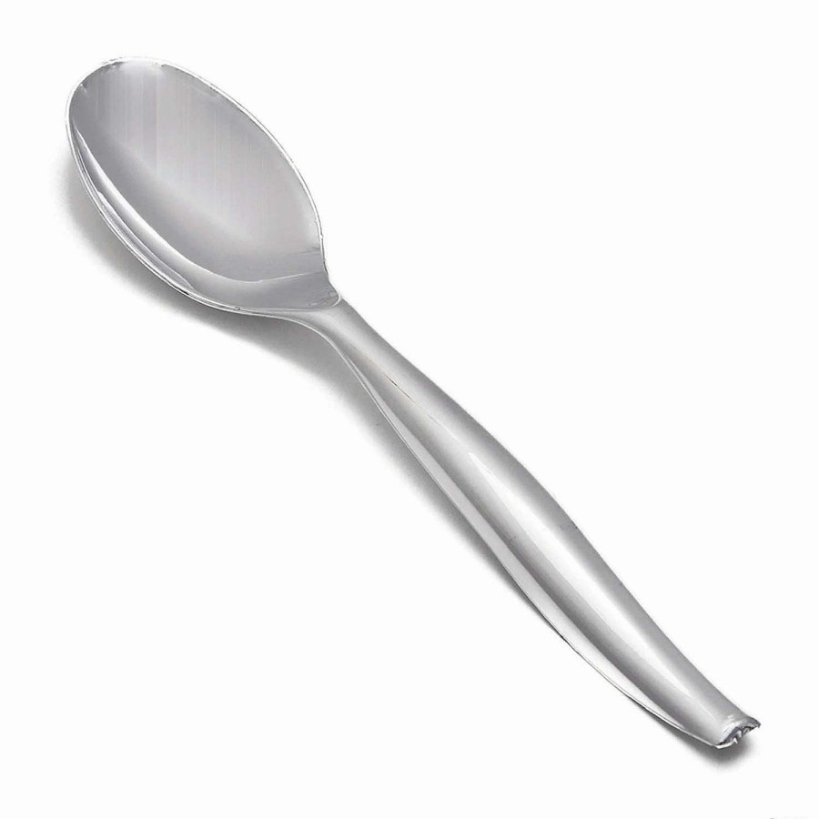 Serveware * | Budget Silver Disposable Plastic Serving Spoons (85 Spoons)