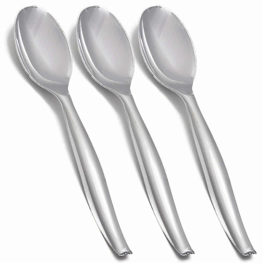 Serveware * | Budget Silver Disposable Plastic Serving Spoons (85 Spoons)