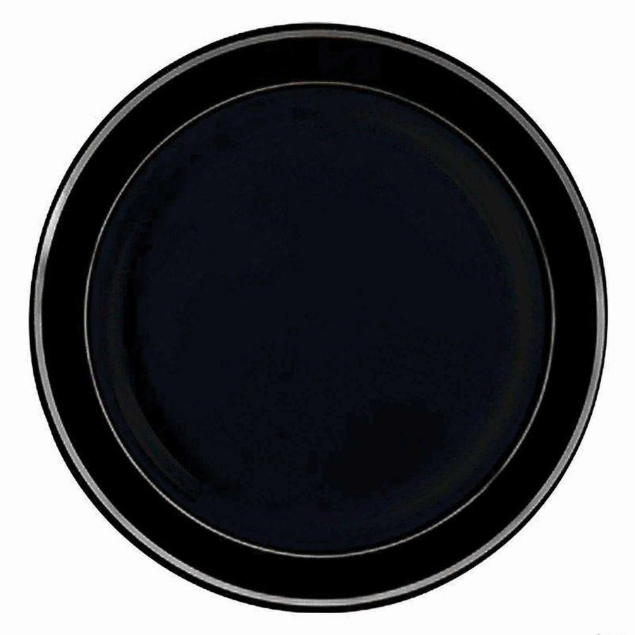 Party Plates * | Best Pirce Kaya Collection 7.5 Black With Silver Edge Rim Plastic Appetizer/Salad Plates (120 Plates)