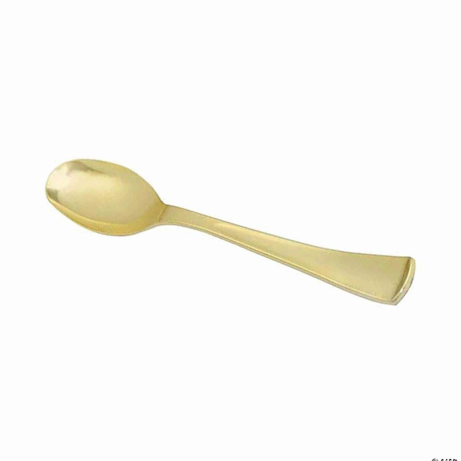 Serveware * | Best Deal Kaya Collection Gold Disposable Plastic Serving Spoons (60 Serving Spoons)