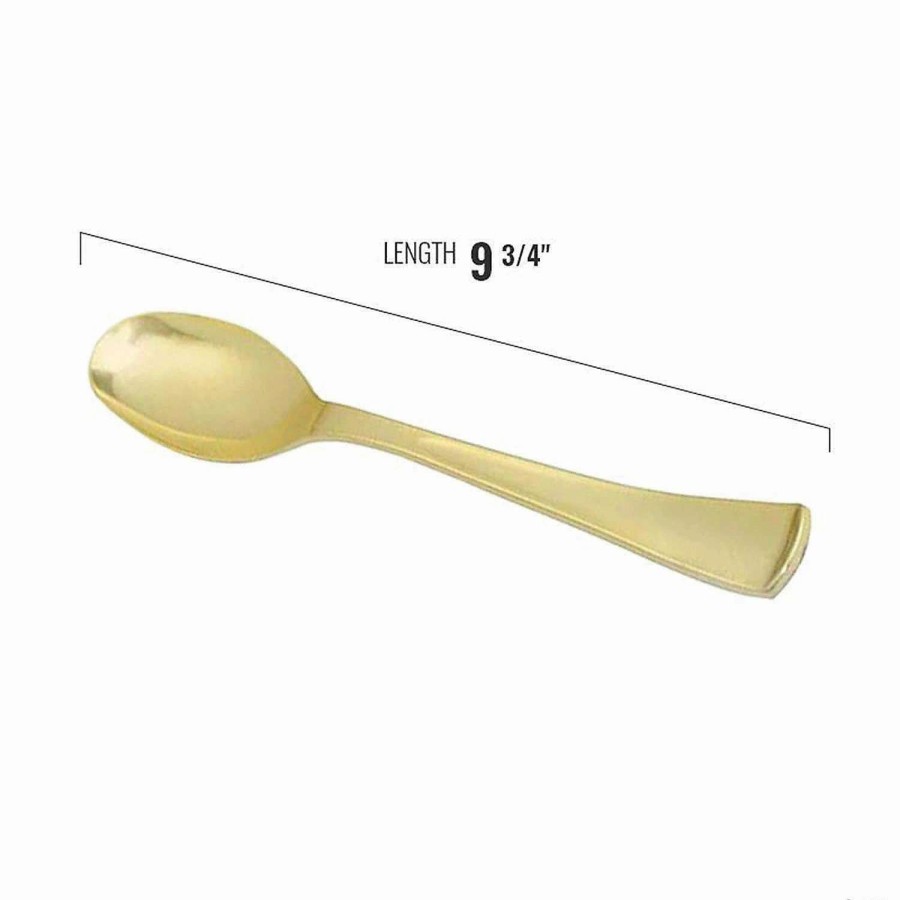 Serveware * | Best Deal Kaya Collection Gold Disposable Plastic Serving Spoons (60 Serving Spoons)