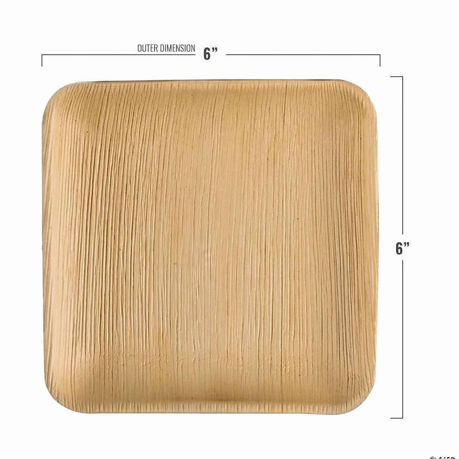 Party Plates * | Promo 6 Square Palm Leaf Eco Friendly Disposable Appetizer/Salad Plates (75 Plates)