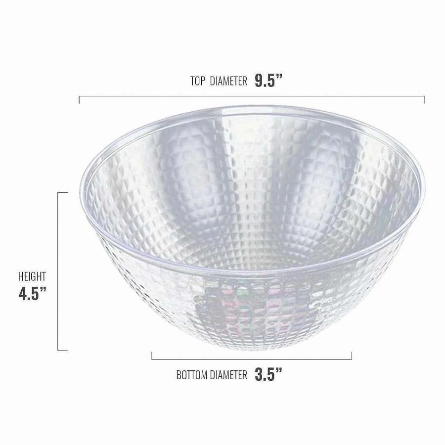 Bowls * | Promo 96 Oz. Clear Diamond Design Round Disposable Plastic Bowls (22 Bowls)