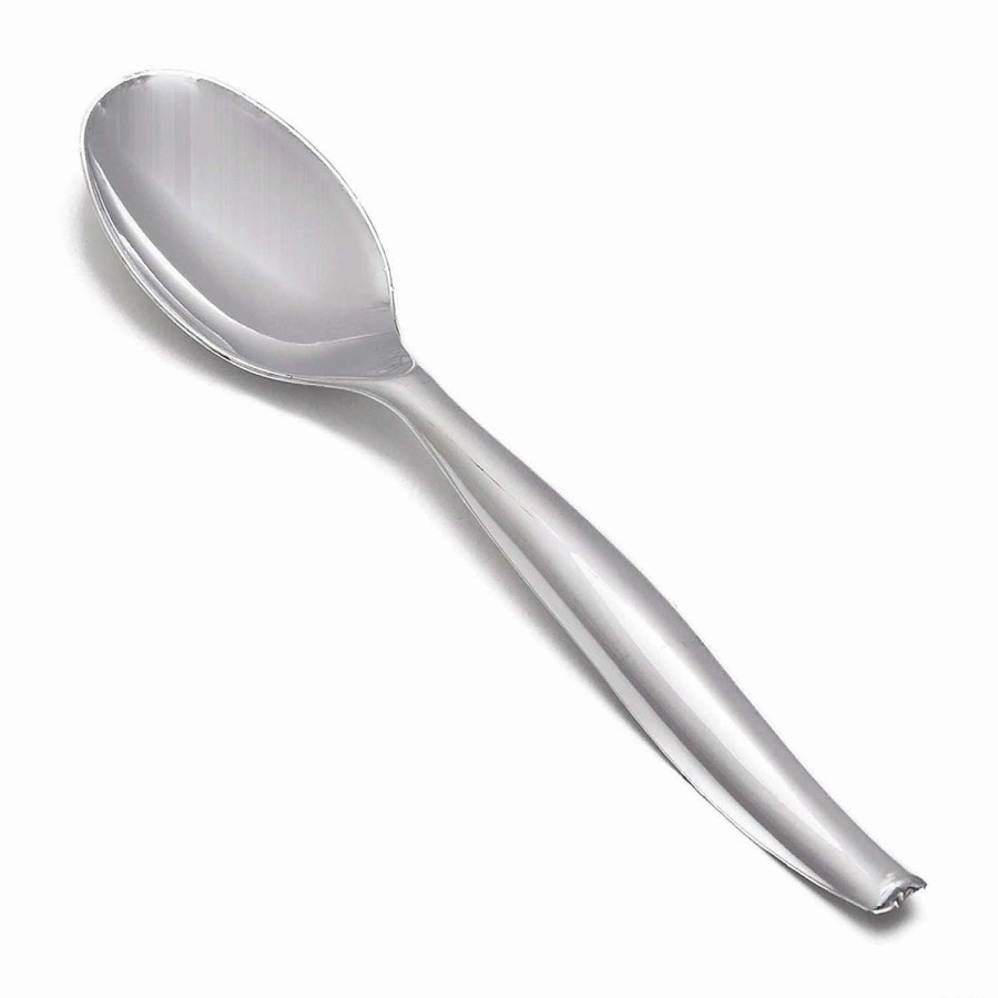 Serveware * | Wholesale Kaya Collection Silver Disposable Plastic Serving Spoons (150 Spoons)