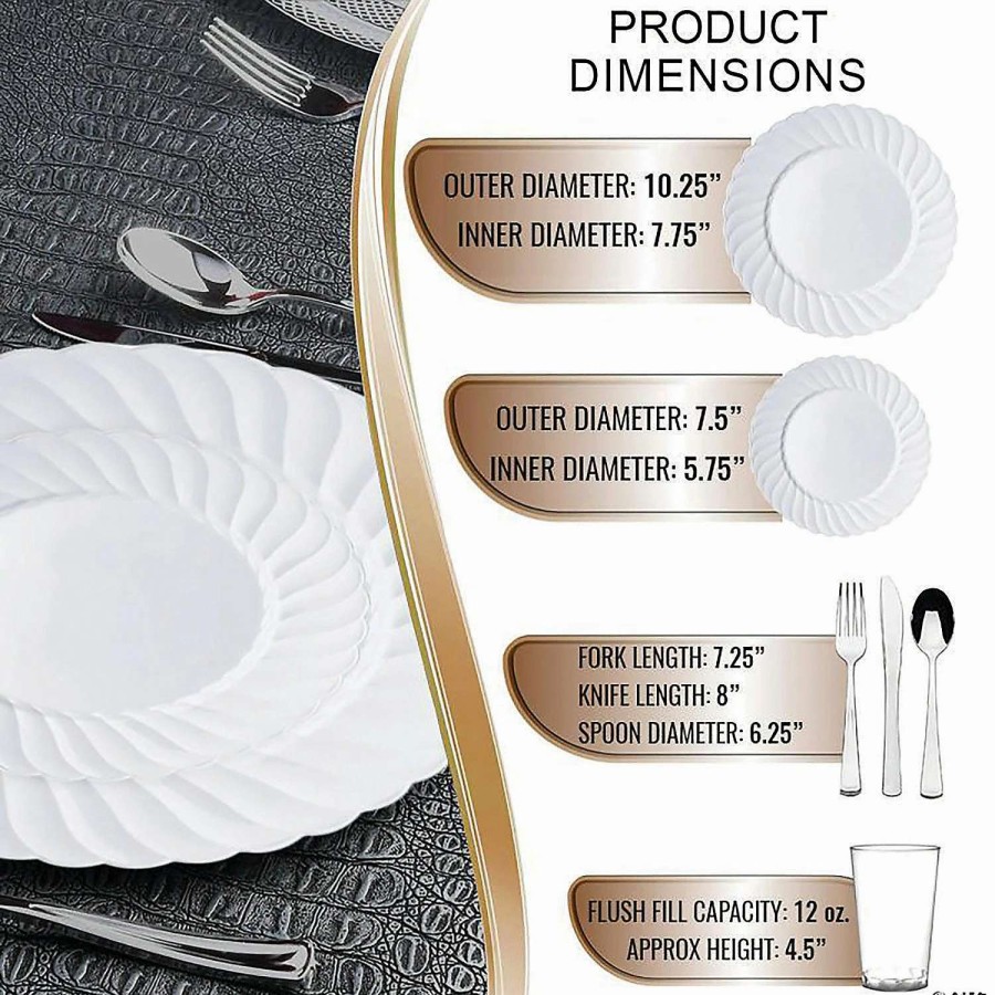 Bowls * | Promo White Flair Plastic Dinnerware Value Set (36 Settings)