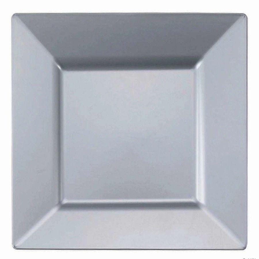 Party Plates * | Top 10 Kaya Collection 9.5 Silver Square Plastic Dinner Plates (120 Plates)