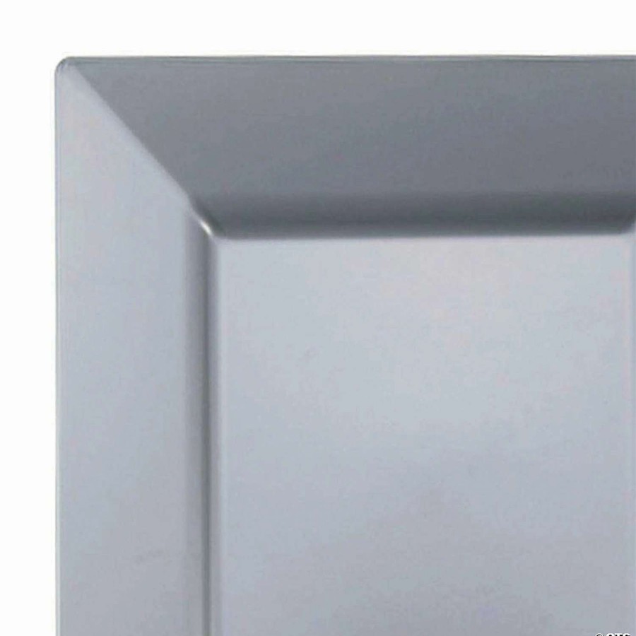 Party Plates * | Top 10 Kaya Collection 9.5 Silver Square Plastic Dinner Plates (120 Plates)