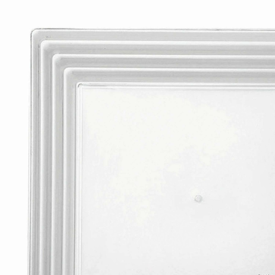 Serveware * | New Premium 12 X 12 Clear Square With Groove Rim Plastic Serving Trays (24 Trays)