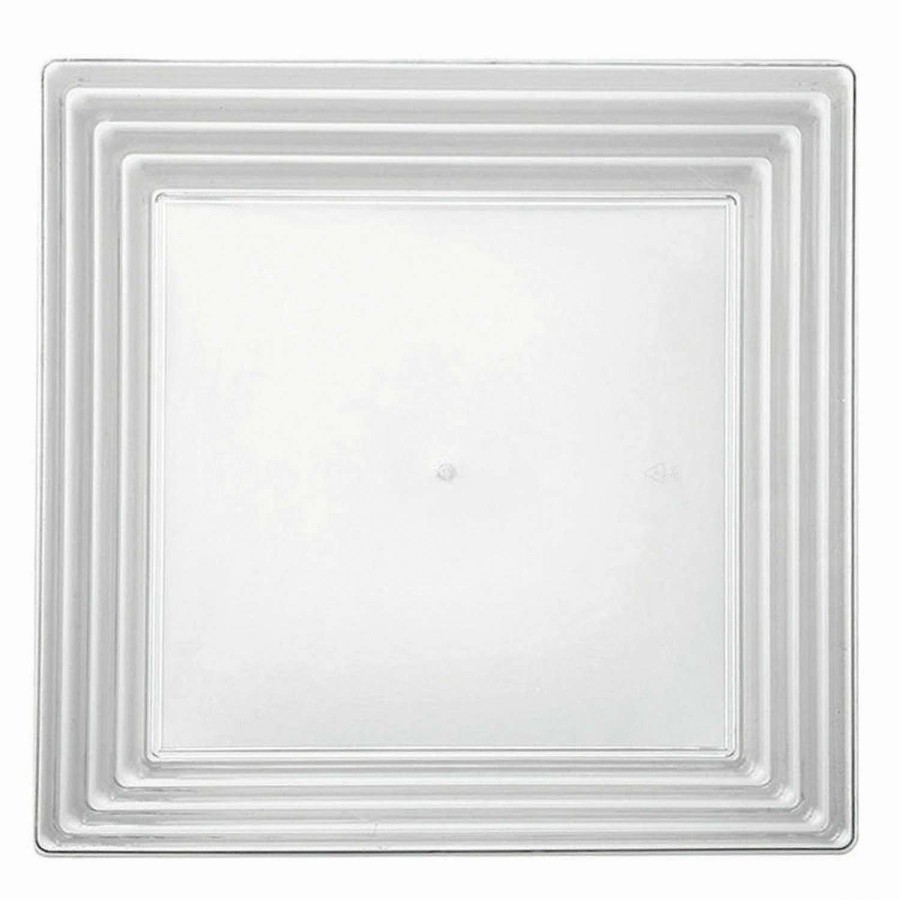 Serveware * | New Premium 12 X 12 Clear Square With Groove Rim Plastic Serving Trays (24 Trays)