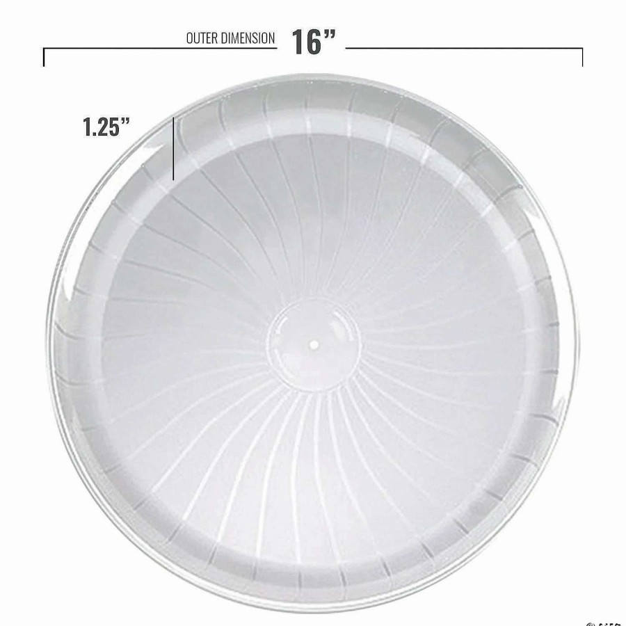 Serveware * | Cheap 14 Clear Pavilion Round Disposable Plastic Trays (24 Trays)