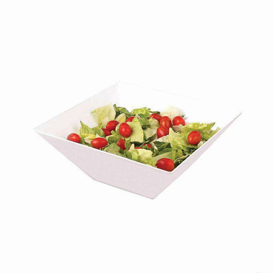 Serveware * | Budget Premium 3 Qt. White Square Plastic Serving Bowls (24 Bowls)