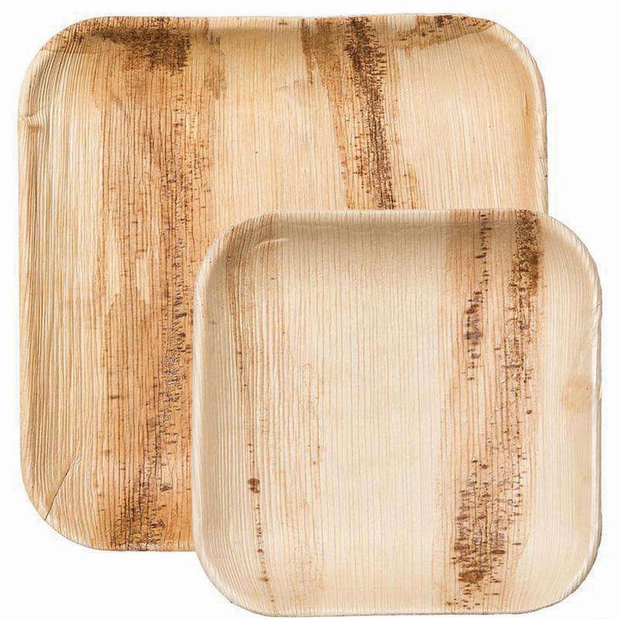 Party Plates * | Promo Square Palm Leaf Eco Friendly Disposable Dinnerware Value Set (25 Sets)