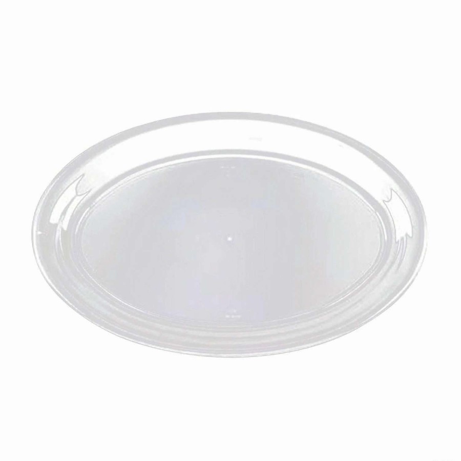 Serveware * | New 16 X 11 Clear Oval Disposable Plastic Trays (14 Trays)