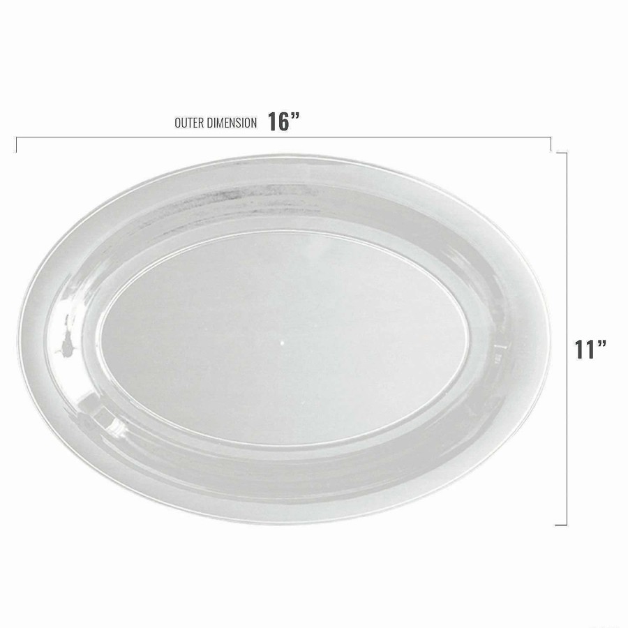 Serveware * | New 16 X 11 Clear Oval Disposable Plastic Trays (14 Trays)