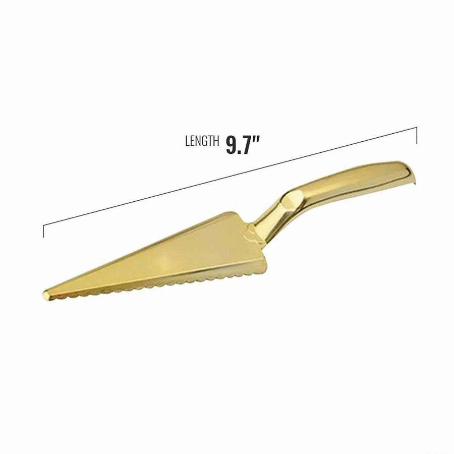 Serveware * | Best Pirce Kaya Collection Shiny Gold Disposable Plastic Cake Cutter/Lifter (48 Cake Cutters)