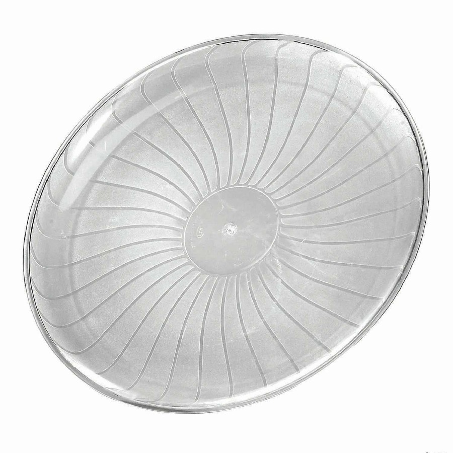 Serveware * | Budget Premium 12 Clear Pavilion Round Disposable Plastic Trays (24 Trays)