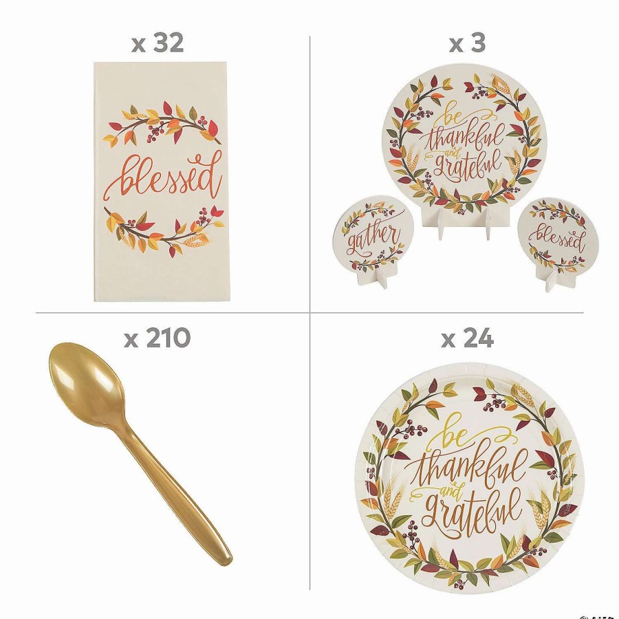 Table Covers * | Buy Give Thanks Tableware Kit For 24 Guests