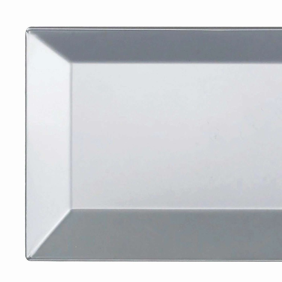 Party Plates * | Brand New 5.5 X 8.5 Silver Rectangular Plastic Dessert Plates (60 Plates)