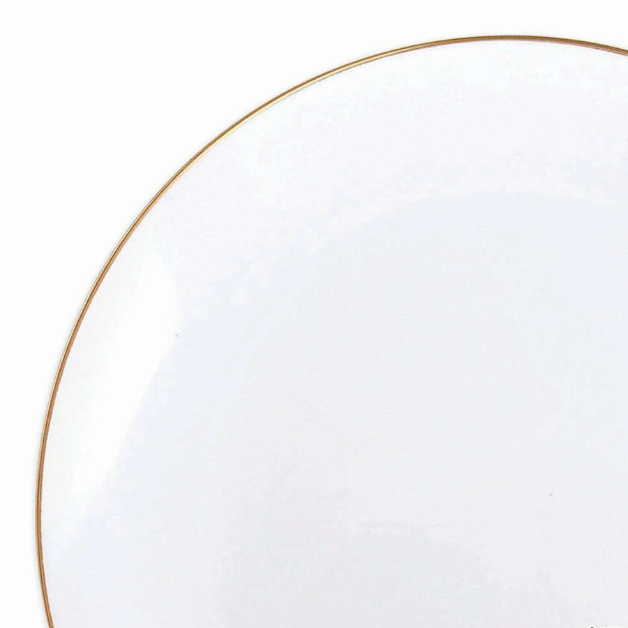 Party Plates * | Top 10 Premium 7.5 White With Gold Rim Organic Round Disposable Plastic Appetizer/Salad Plates (120 Plates)