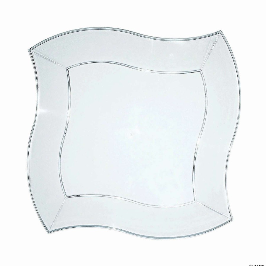 Bowls * | New 10 Clear Wave Plastic Dinner Plates (40 Plates)