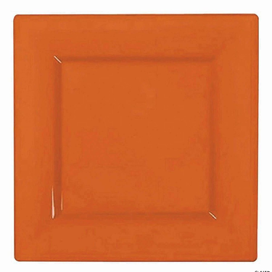 Party Plates * | Hot Sale Kaya Collection 6.5 Burnt Orange Square Plastic Cake Plates (120 Plates)