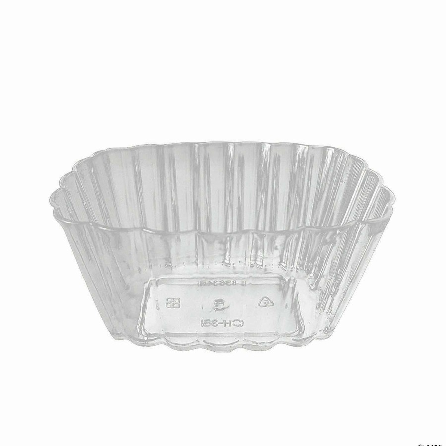 Serveware * | Best Sale Premium Clear Fluted Rectangular Disposable Plastic Pudding Cups (288 Cups)