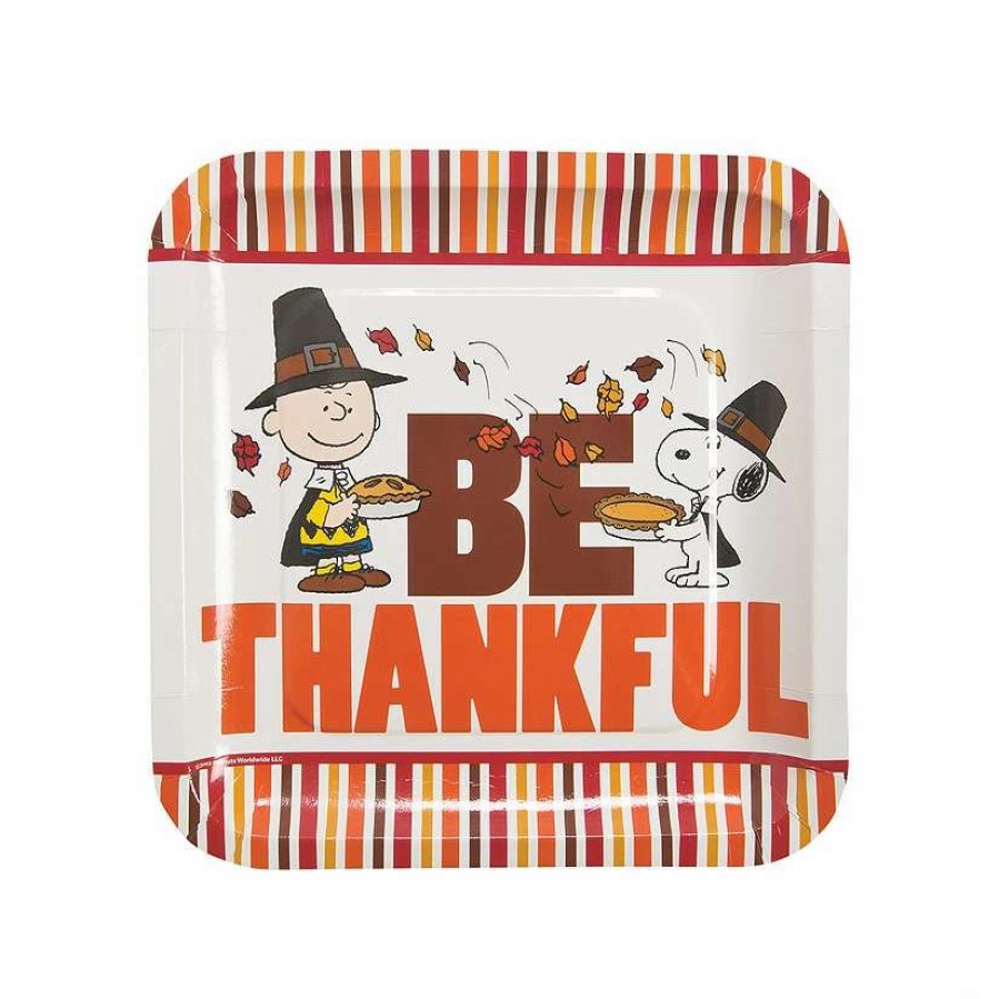 Party Plates * | Promo Peanuts Thanksgiving Paper Dinner Plates 8 Ct.