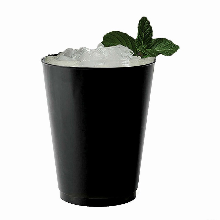 Drinkware * | Budget 12 Oz. Black Round Disposable Plastic Tumblers (120 Cups)