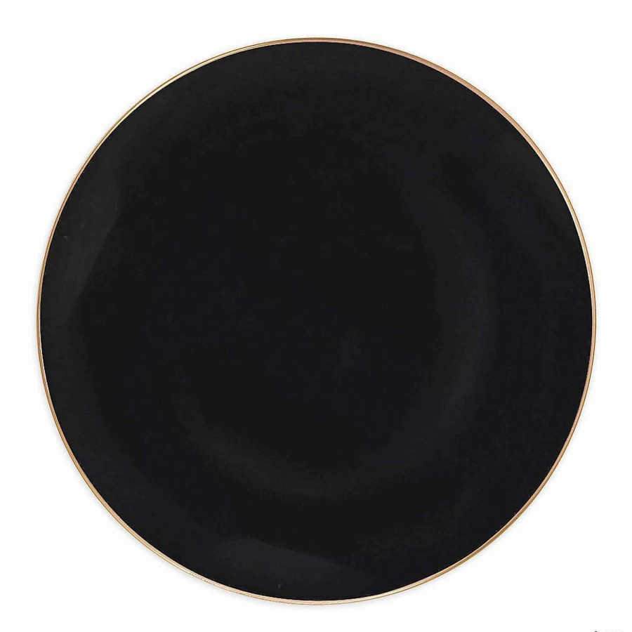 Party Plates * | Brand New Premium 7.5 Black With Gold Rim Organic Round Disposable Plastic Appetizer/Salad Plates (120 Plates)