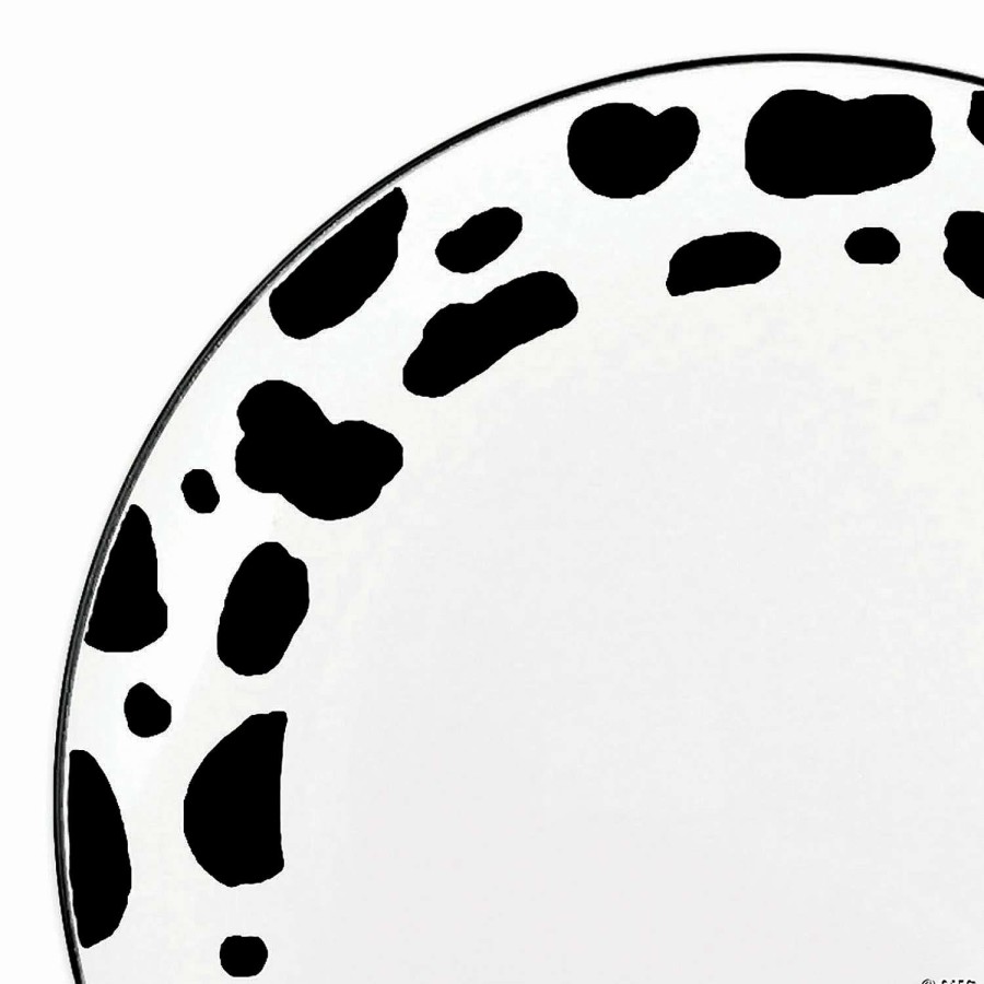 Party Plates * | Top 10 7.5 White With Black Dalmatian Spots Round Disposable Plastic Appetizer/Salad Plates (70 Plates)