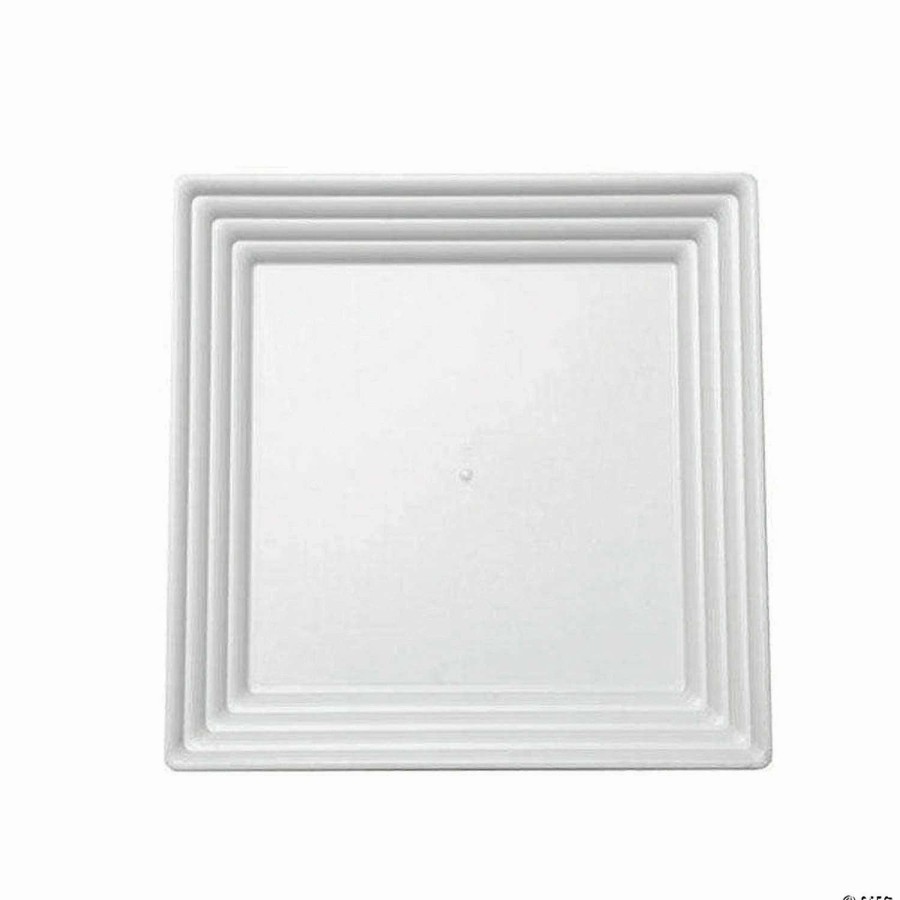 Serveware * | Hot Sale Premium 12 X 12 White Square With Groove Rim Plastic Serving Trays (24 Trays)