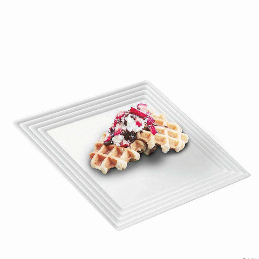 Serveware * | Hot Sale Premium 12 X 12 White Square With Groove Rim Plastic Serving Trays (24 Trays)