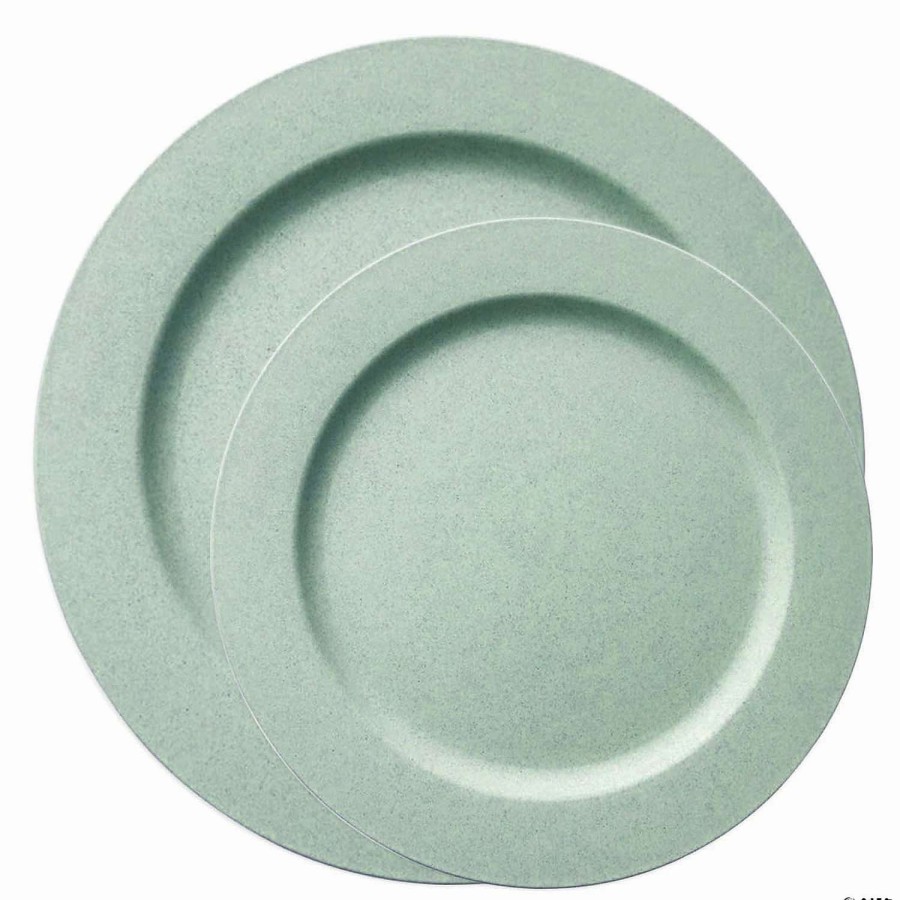 Party Plates * | Best Deal Matte Turquoise Round Disposable Plastic Dinnerware Value Set (40 Dinner Plates + 40 Salad Plates)