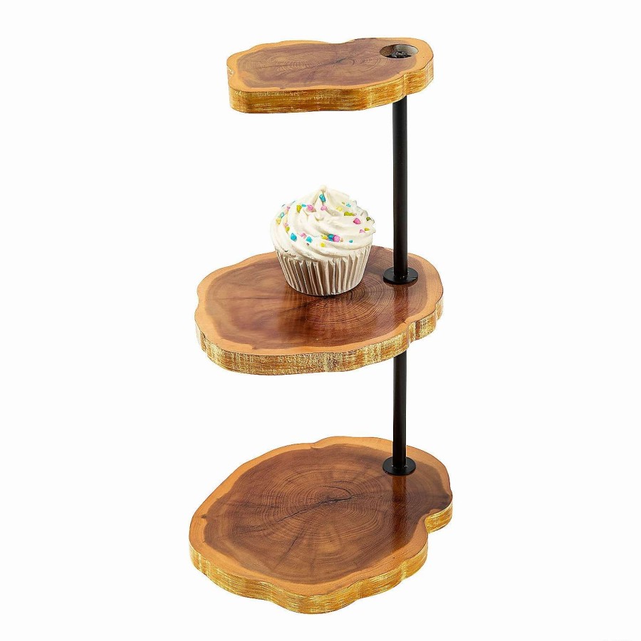 Serveware * | Outlet Tiered Wood Serving Tray