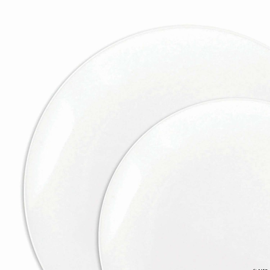 Party Plates * | Budget Solid White Organic Round Disposable Plastic Dinnerware Value Set (120 Dinner Plates + 120 Salad Plates)