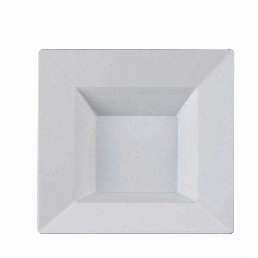 Bowls * | Cheap Kaya Collection 12 Oz. White Square Plastic Soup Bowls (120 Bowls)