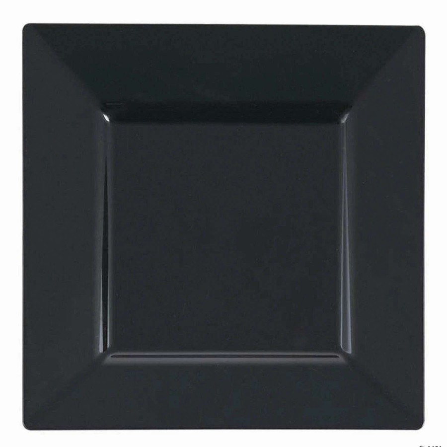 Party Plates * | Discount Kaya Collection 8 Black Square Plastic Salad Plates (120 Plates)