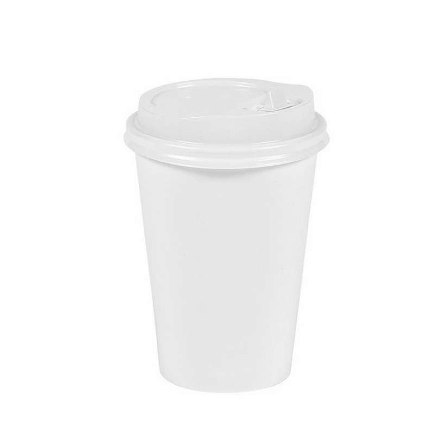 Drinkware * | Wholesale White Paper Coffee Cups With Lids 24 Ct.