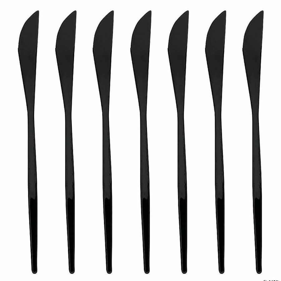 Cutlery * | Wholesale Solid Black Moderno Disposable Plastic Dinner Knives (180 Knives)