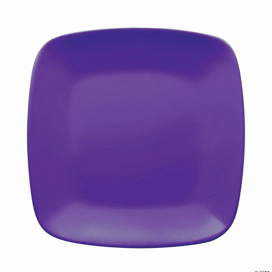 Party Plates * | Best Deal 7.25 Purple Flat Rounded Square Disposable Plastic Appetizer/Salad Plates (80 Plates)