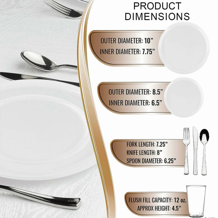 Table Covers * | Cheapest Clear Flat Round Disposable Plastic Dinnerware Value Set (20 Settings)