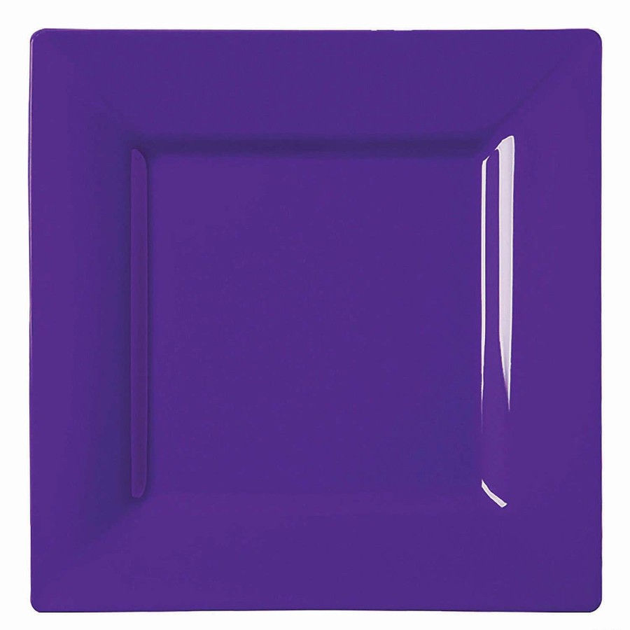 Party Plates * | Budget 9.5 Grape Purple Square Plastic Dinner Plates (40 Plates)