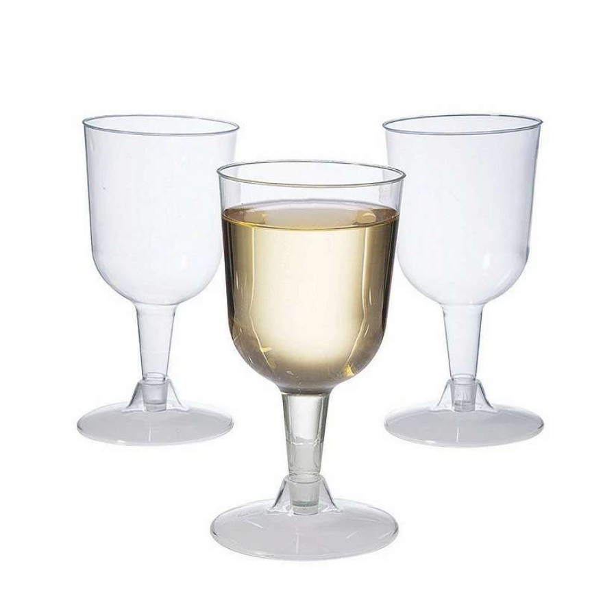 Drinkware * | Hot Sale Clear Two-Piece Plastic Wine Glasses 40 Pc.