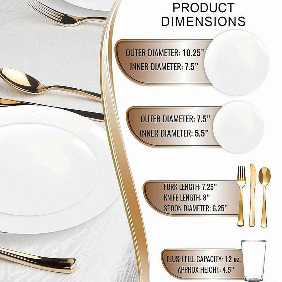 Bowls * | Wholesale Solid White Organic Round Disposable Plastic Dinnerware Value Set (60 Settings)