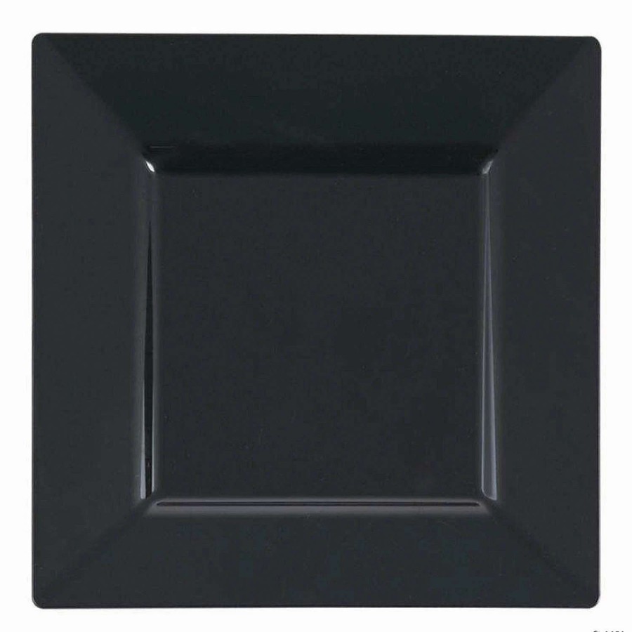 Party Plates * | Promo Kaya Collection 10.75 Black Square Plastic Dinner Plates (120 Plates)